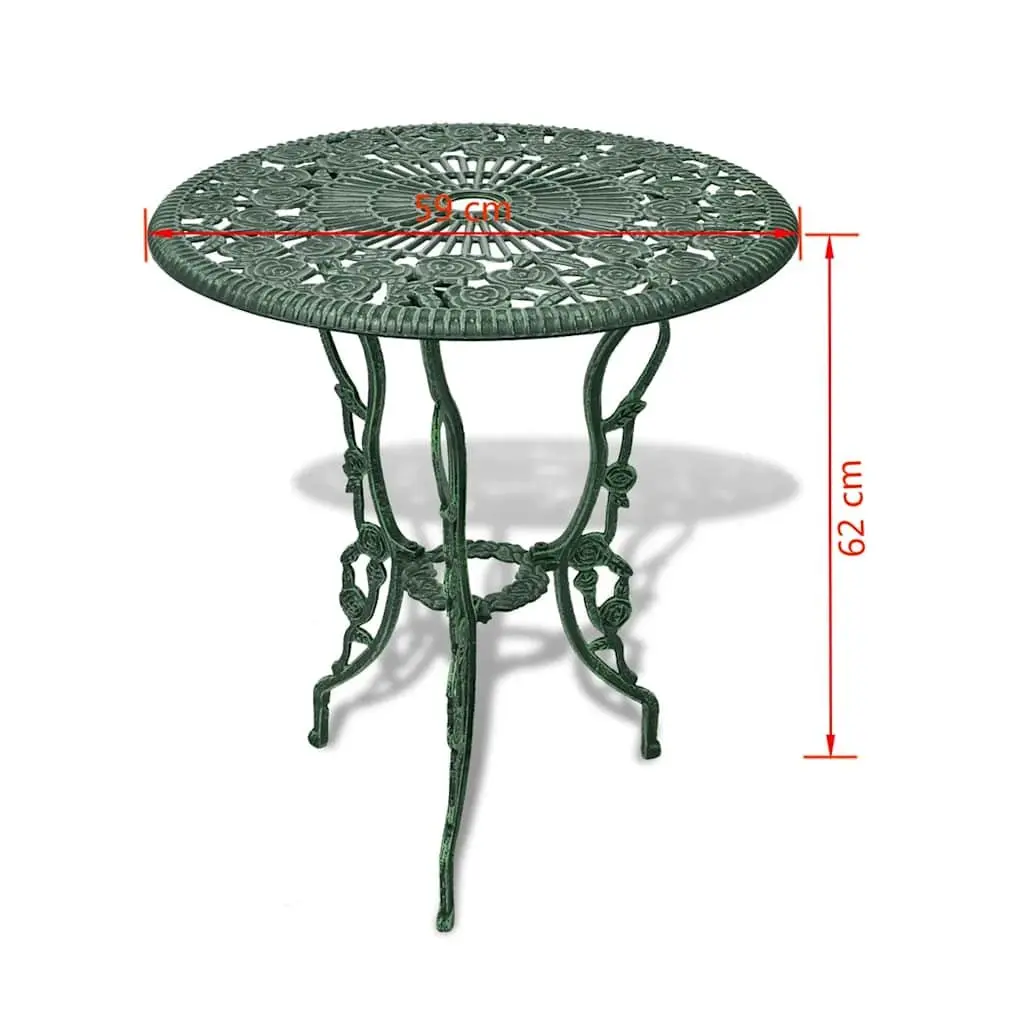 3 Piece Bistro Set Round Table 2 Chairs Outdoor Furniture Green