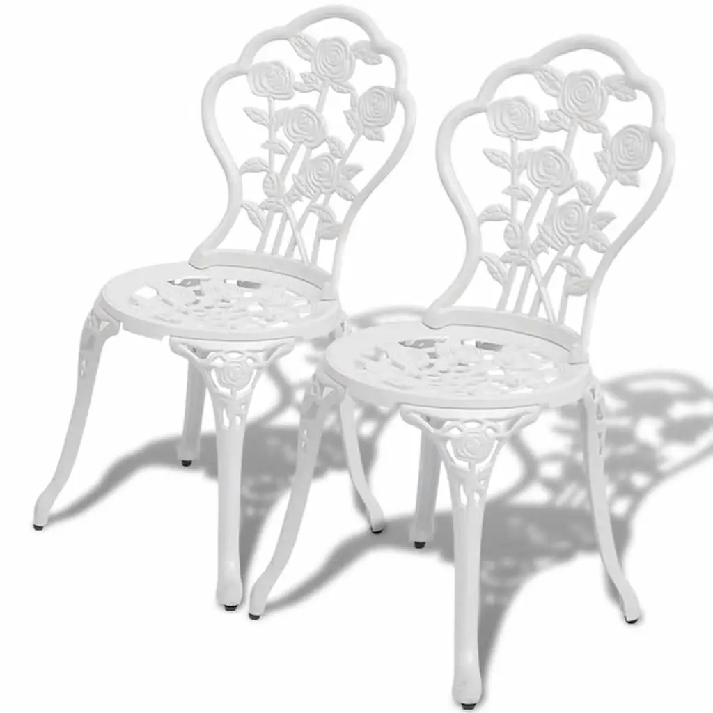 Bistro Set Outdoor Furniture Round Table 2 Chairs White