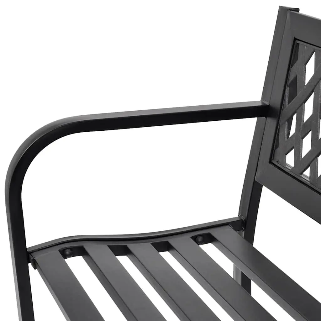 Garden Bench Outdoor Seat 118cm Black Steel Patio Backyard 2 Seater Furniture