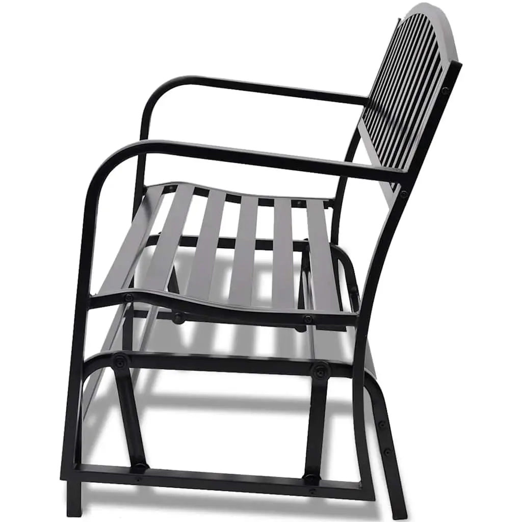 Swing Bench Outdoor Seating Black Steel Two Person