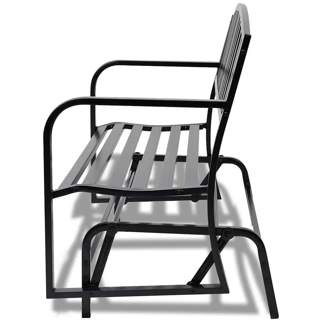 Swing Bench Outdoor Seating Black Steel Two Person