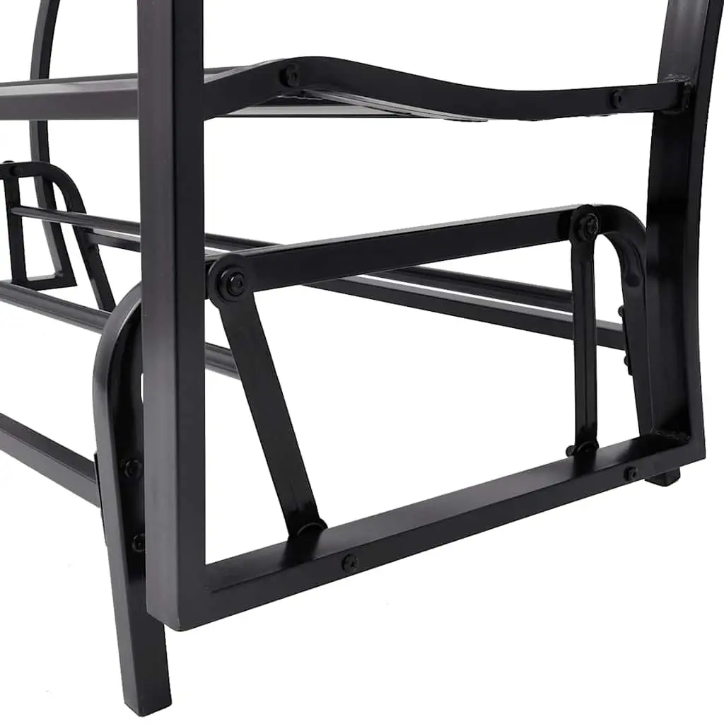 Swing Bench Outdoor Seating Black Steel Two Person