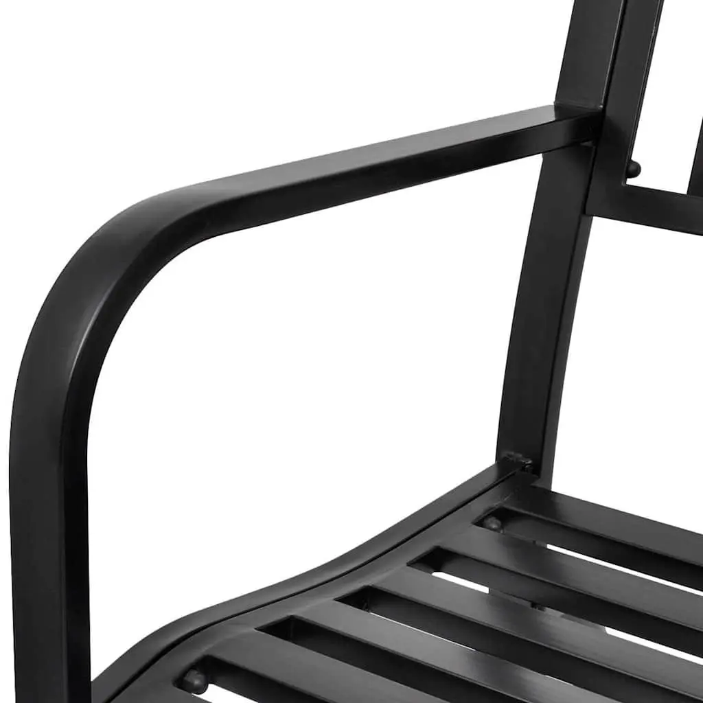 Swing Bench Outdoor Seating Black Steel Two Person
