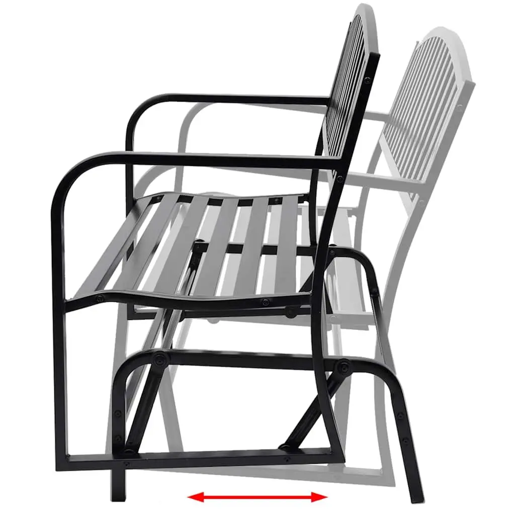 Swing Bench Outdoor Seating Black Steel Two Person