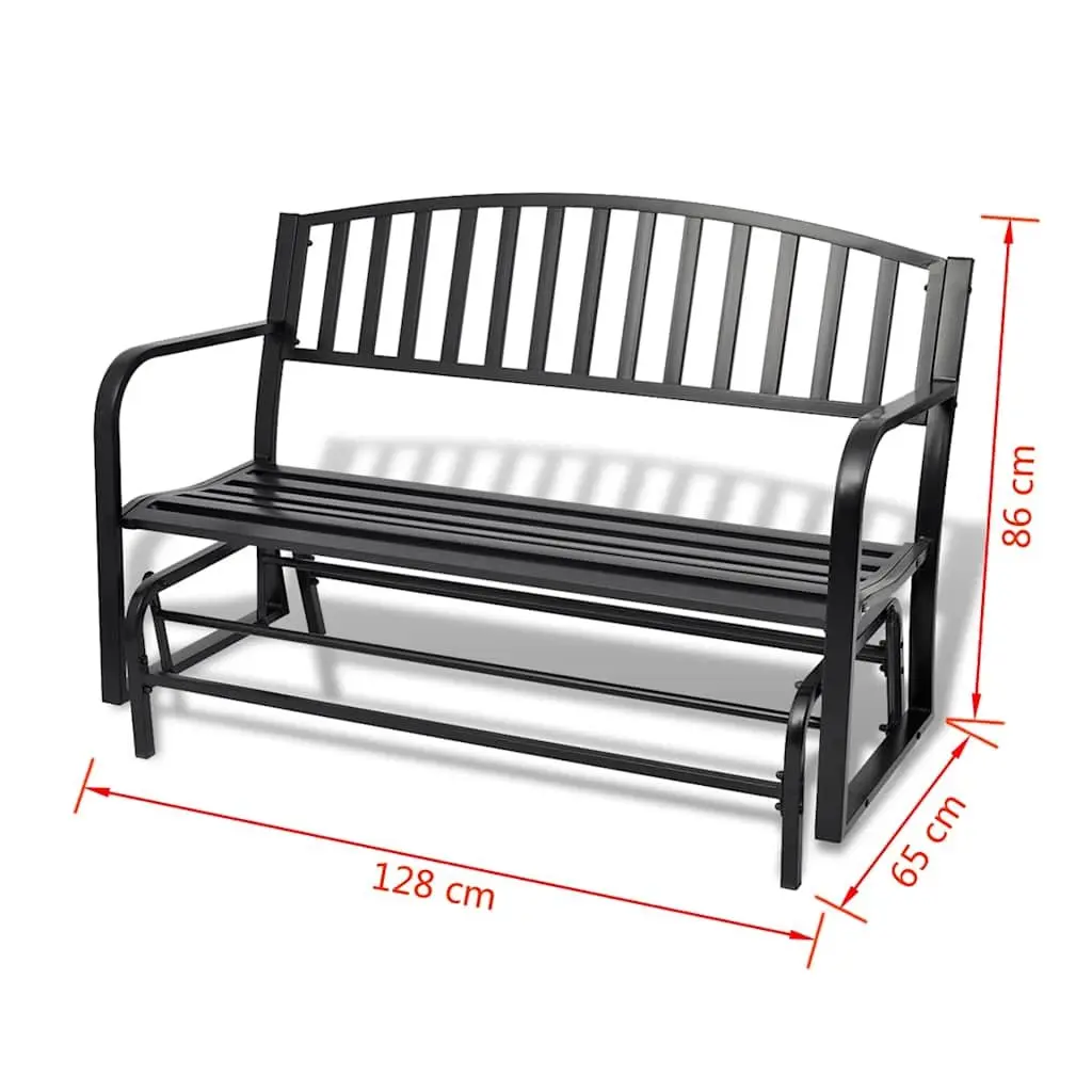 Swing Bench Outdoor Seating Black Steel Two Person