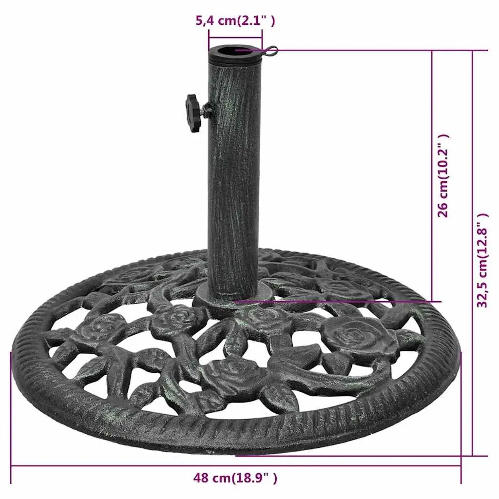 Cast Iron Umbrella Base Garden Parasol Stand Holder 12kg Green