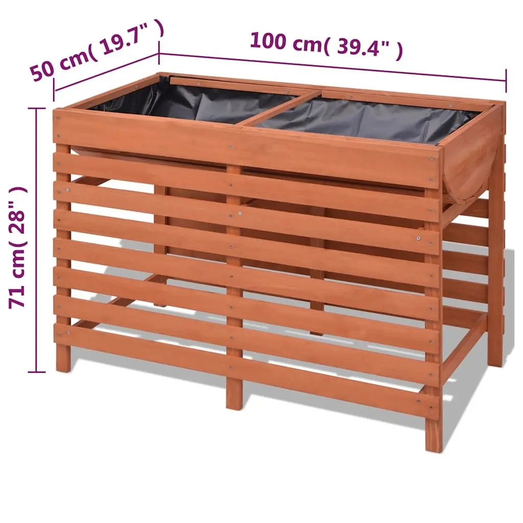 Wooden Planter Box Raised Bed for Vegetables Flowers Herbs 100x50x71 cm Brown