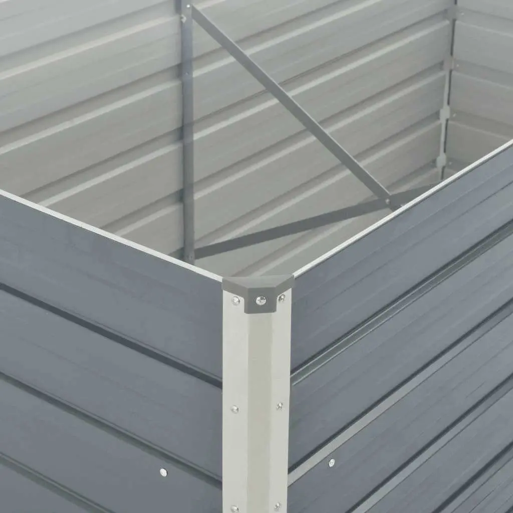 Raised Garden Bed Galvanised Steel Planter 160x80x77 cm Grey