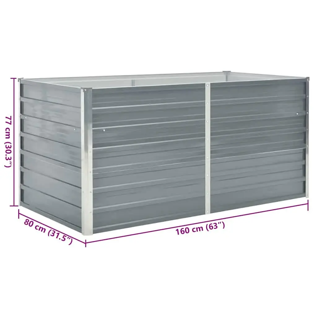 Raised Garden Bed Galvanised Steel Planter 160x80x77 cm Grey