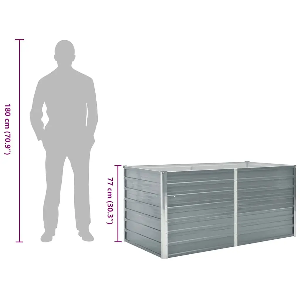 Raised Garden Bed Galvanised Steel Planter 160x80x77 cm Grey