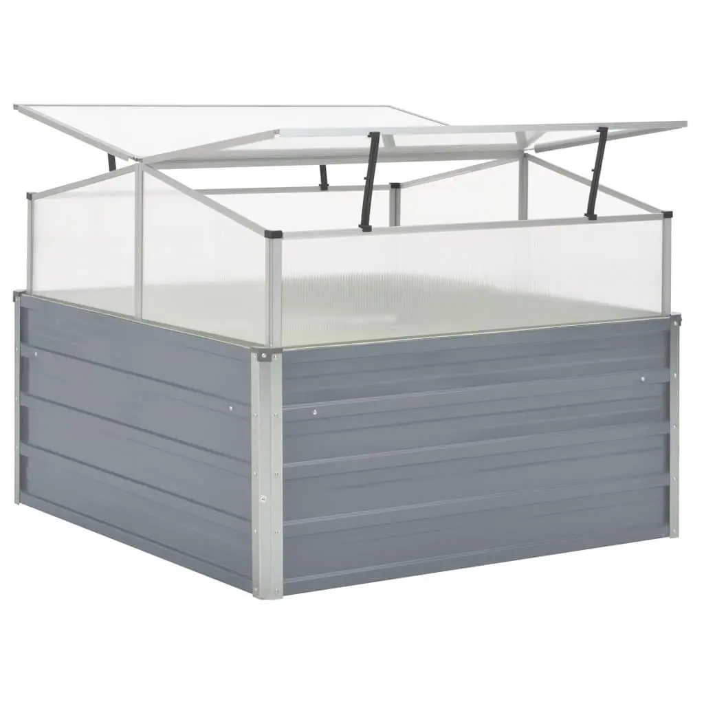 Greenhouse Plant Shelter 100x100x85 cm Galvanised Steel PC Grey