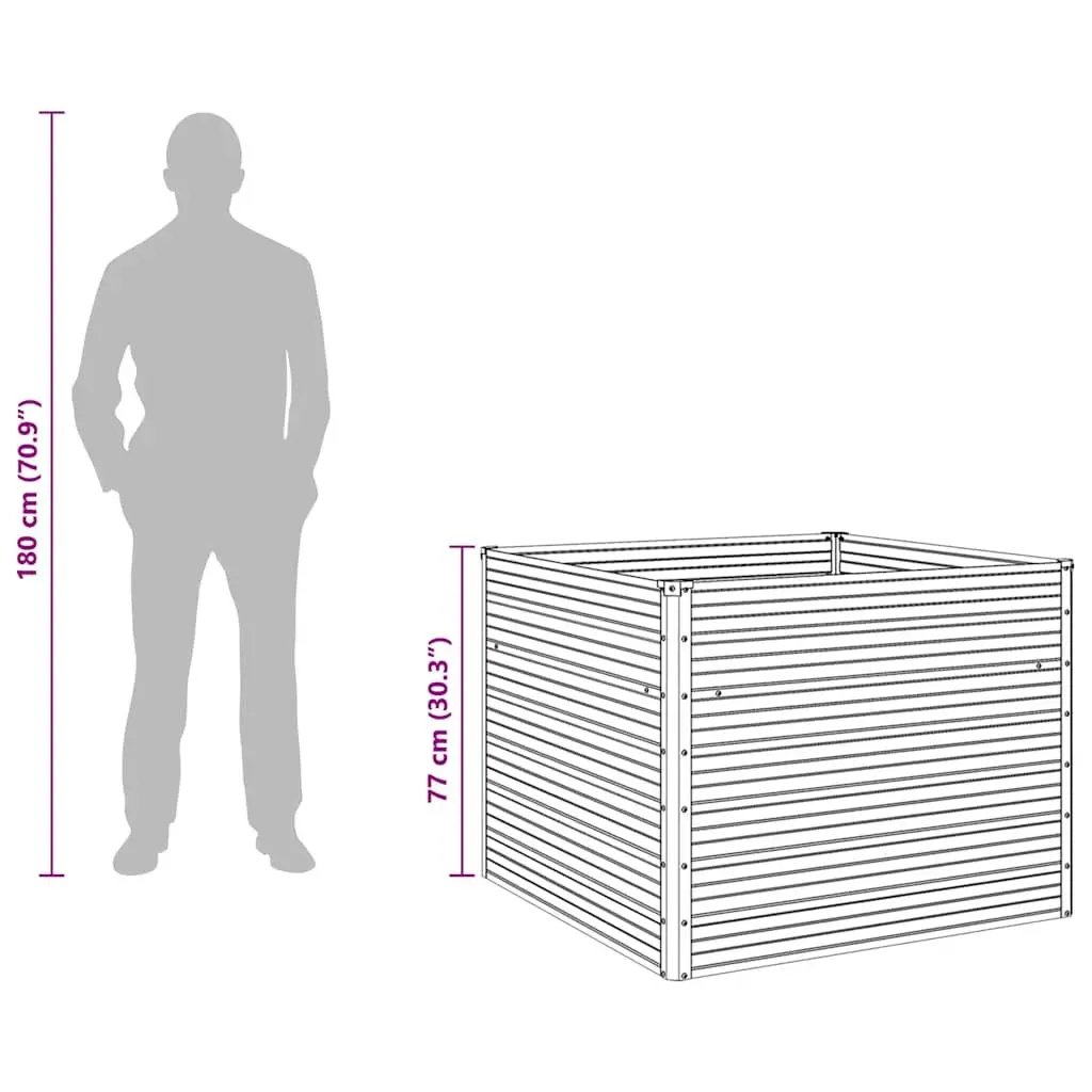 Raised Garden Bed Galvanised Steel Planter 100x100x77 cm Grey for Vegetables Herbs