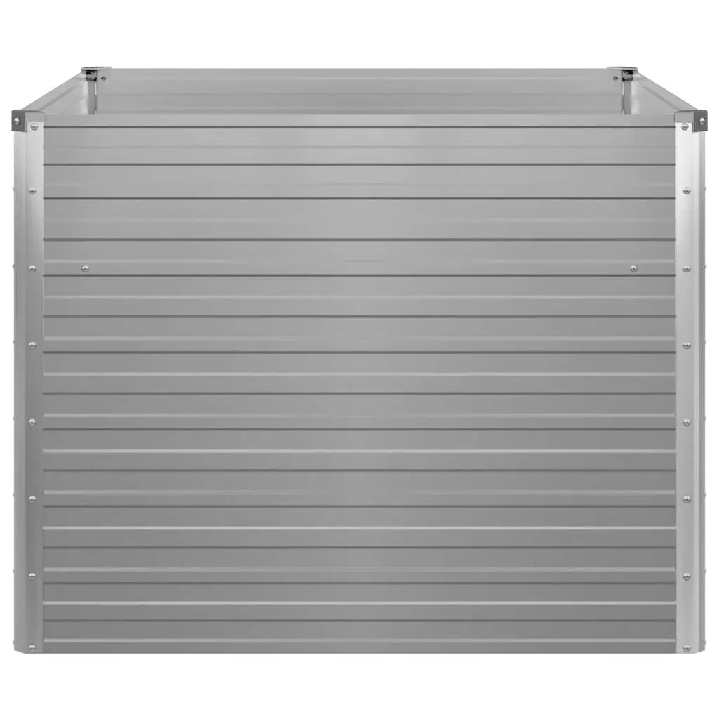 Raised Garden Bed Galvanised Steel Planter 100x100x77 cm Grey for Vegetables Herbs
