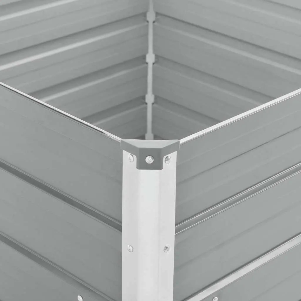 Raised Garden Bed Galvanised Steel Planter 100x100x77 cm Grey for Vegetables Herbs