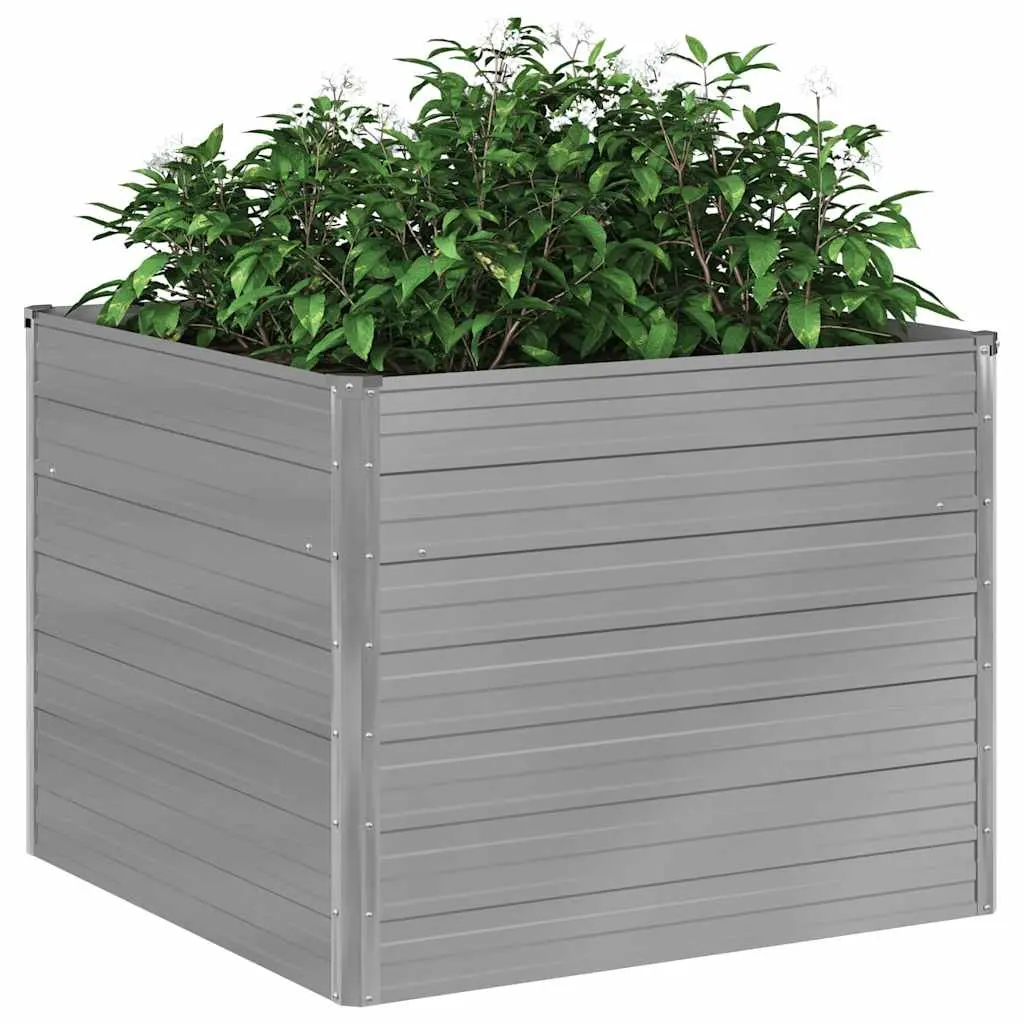 Raised Garden Bed Galvanised Steel Planter 100x100x77 cm Grey for Vegetables Herbs