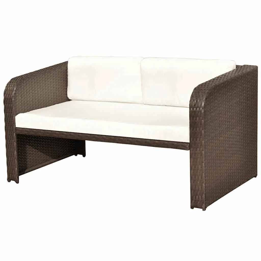 4 Piece Garden Lounge Set Outdoor Furniture Sofa Coffee Table Stools Brown