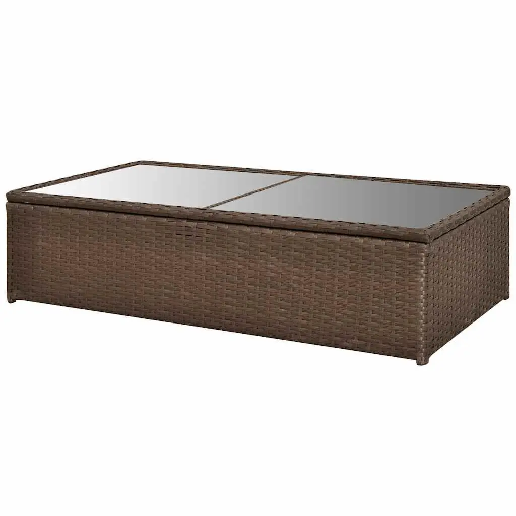 4 Piece Garden Lounge Set Outdoor Furniture Sofa Coffee Table Stools Brown