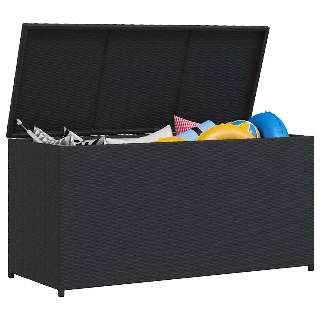 Garden Storage Box Outdoor Use 120cm Black Rattan Waterproof Chest