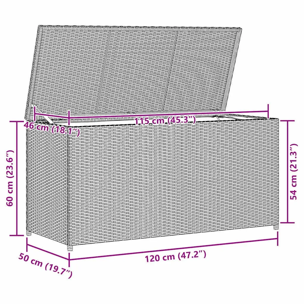 Garden Storage Box Outdoor Use 120cm Black Rattan Waterproof Chest