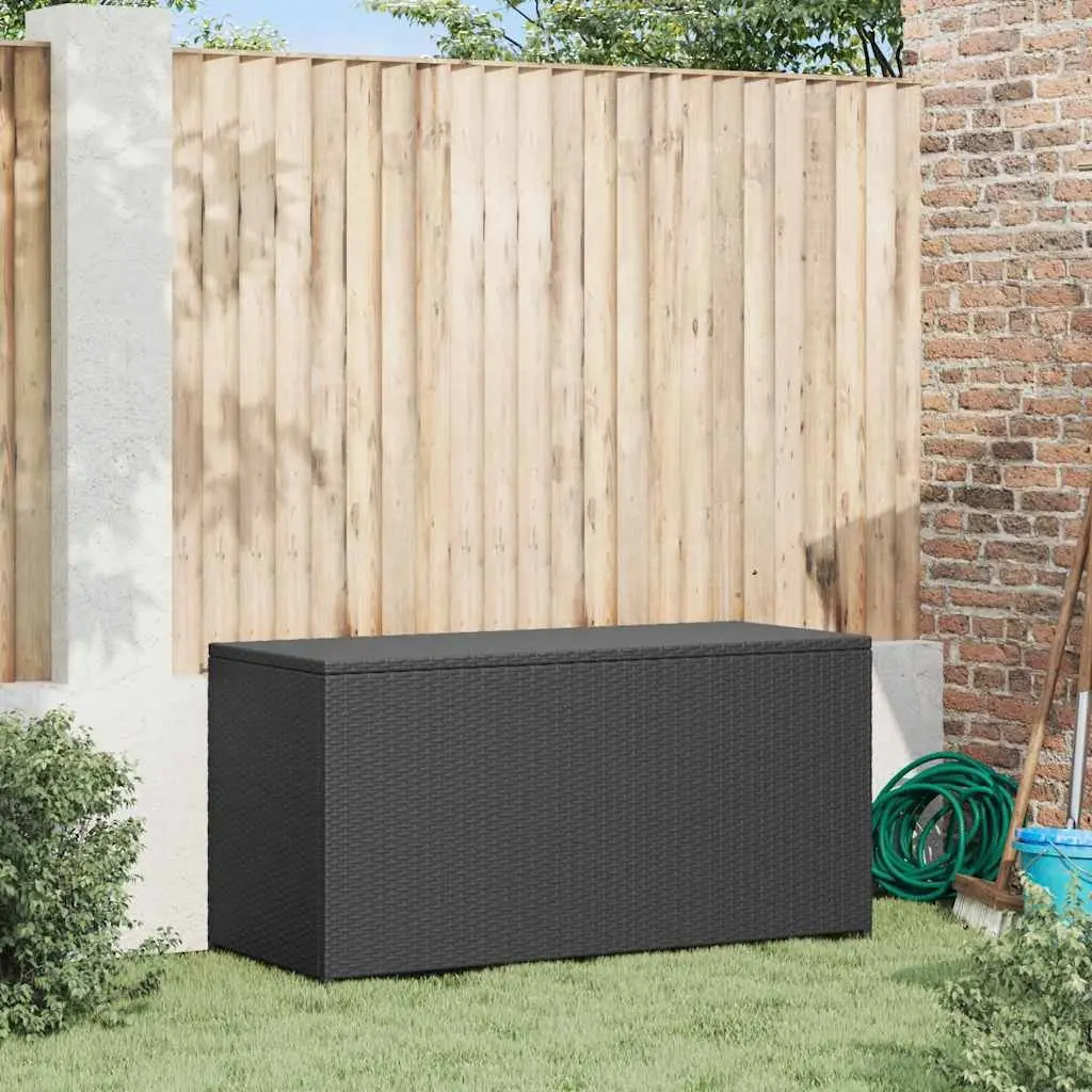 Garden Storage Box Outdoor Use 120cm Black Rattan Waterproof Chest