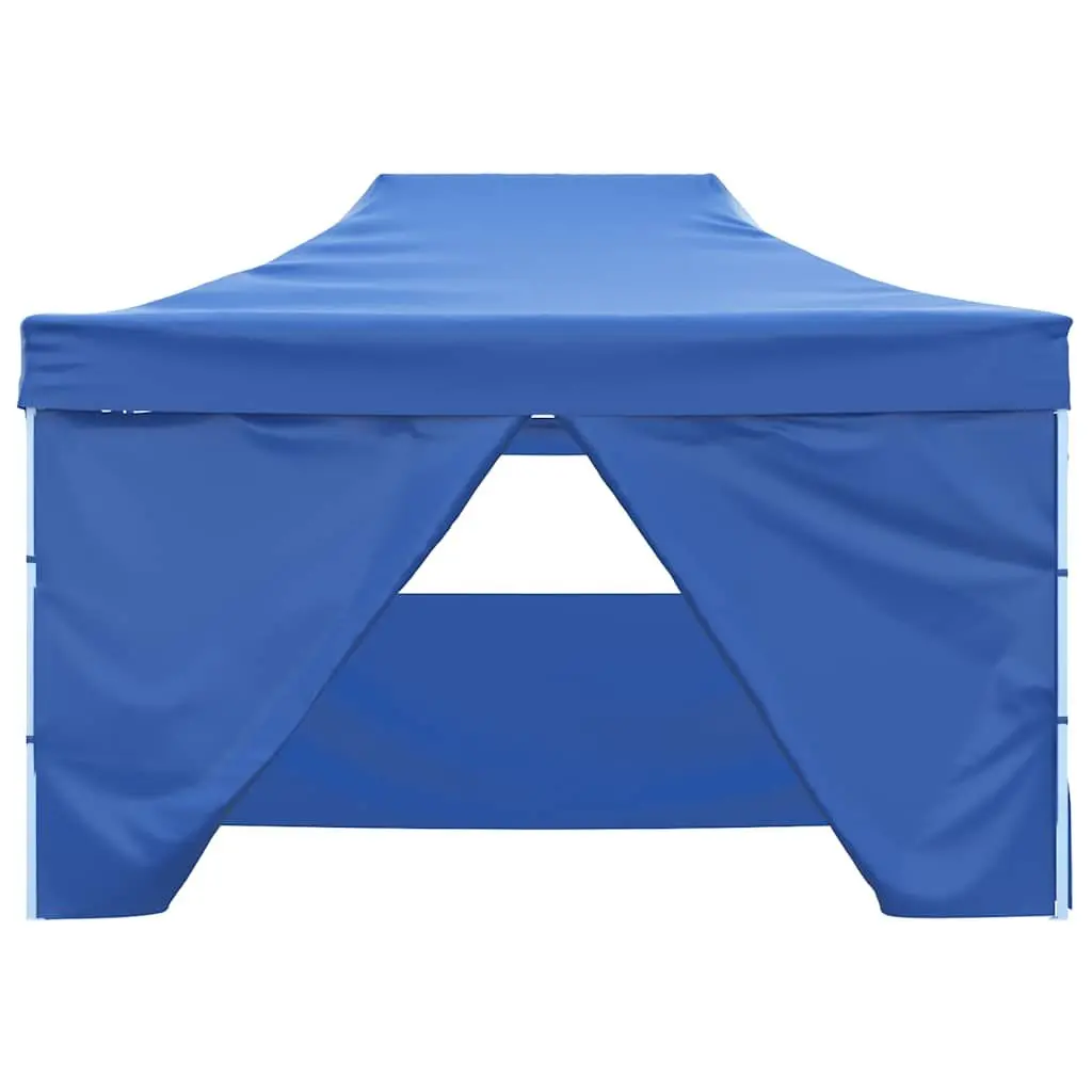 Foldable Pop-Up Tent Outdoor Canopy 3x4.5m Blue with 4 Side Walls