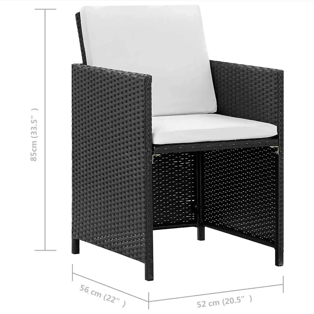 Outdoor Dining Set 5 Piece Rattan Garden Furniture Patio Table Chairs Black