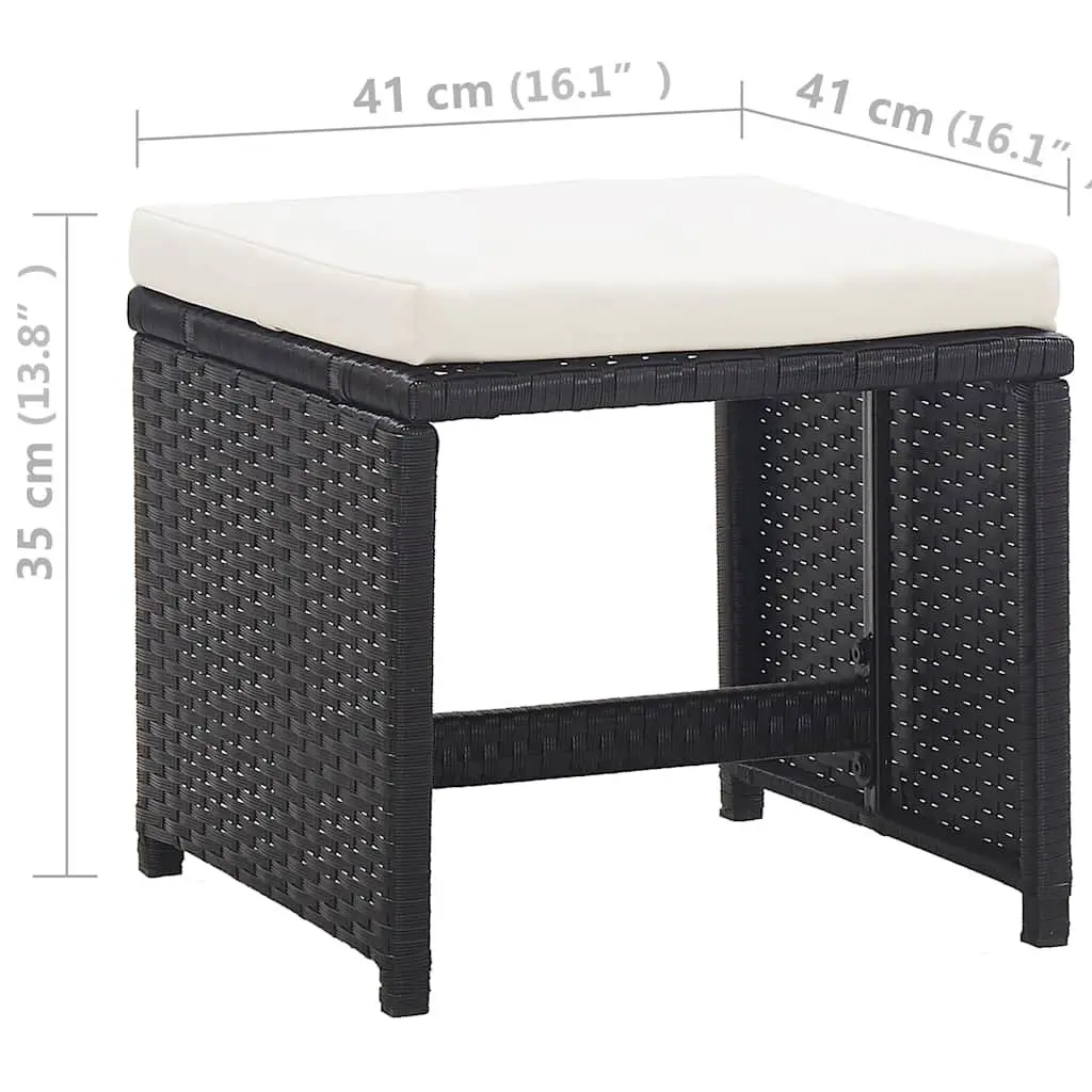 Outdoor Dining Set 5 Piece Rattan Garden Furniture Patio Table Chairs Black