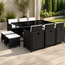 Comfortable Black Rattan Outdoor Dining Set