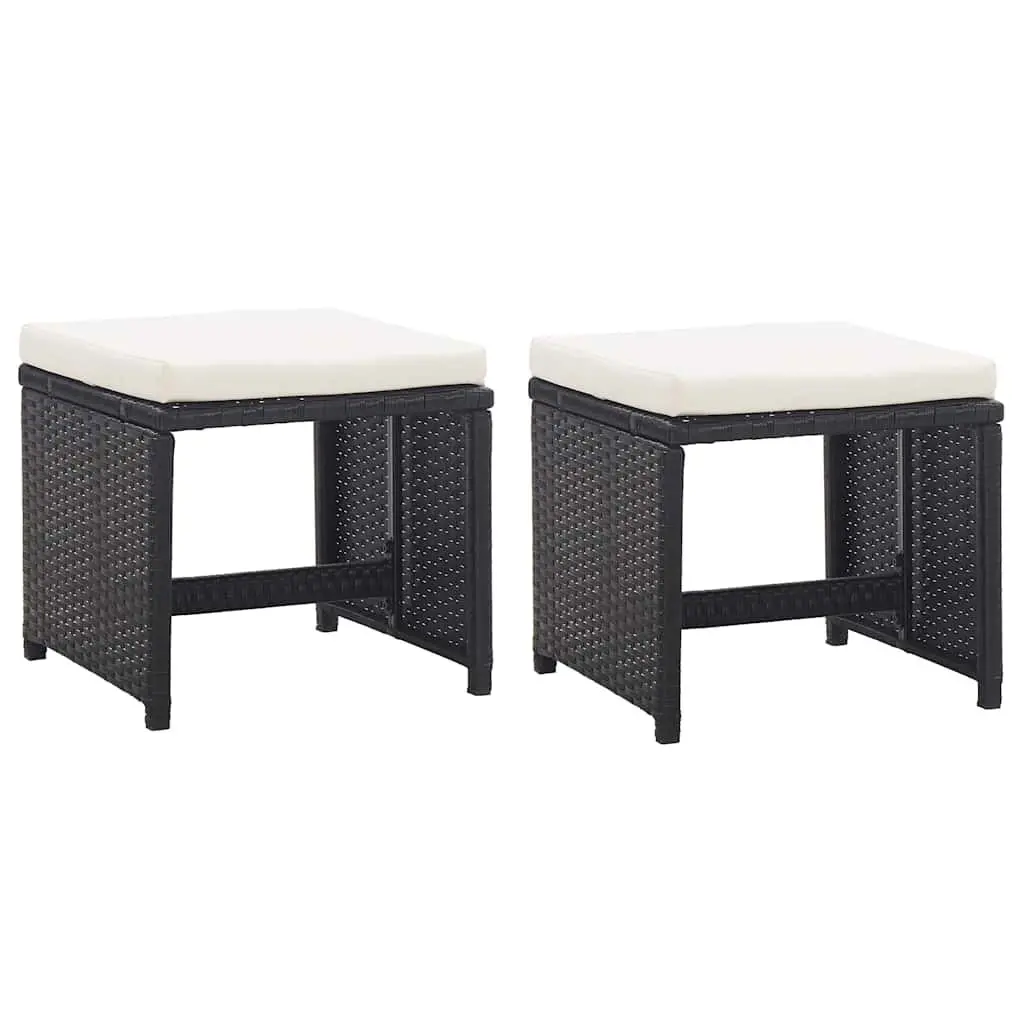 Outdoor Dining Set 13 Piece Rattan Garden Furniture Table Chairs Stools Black
