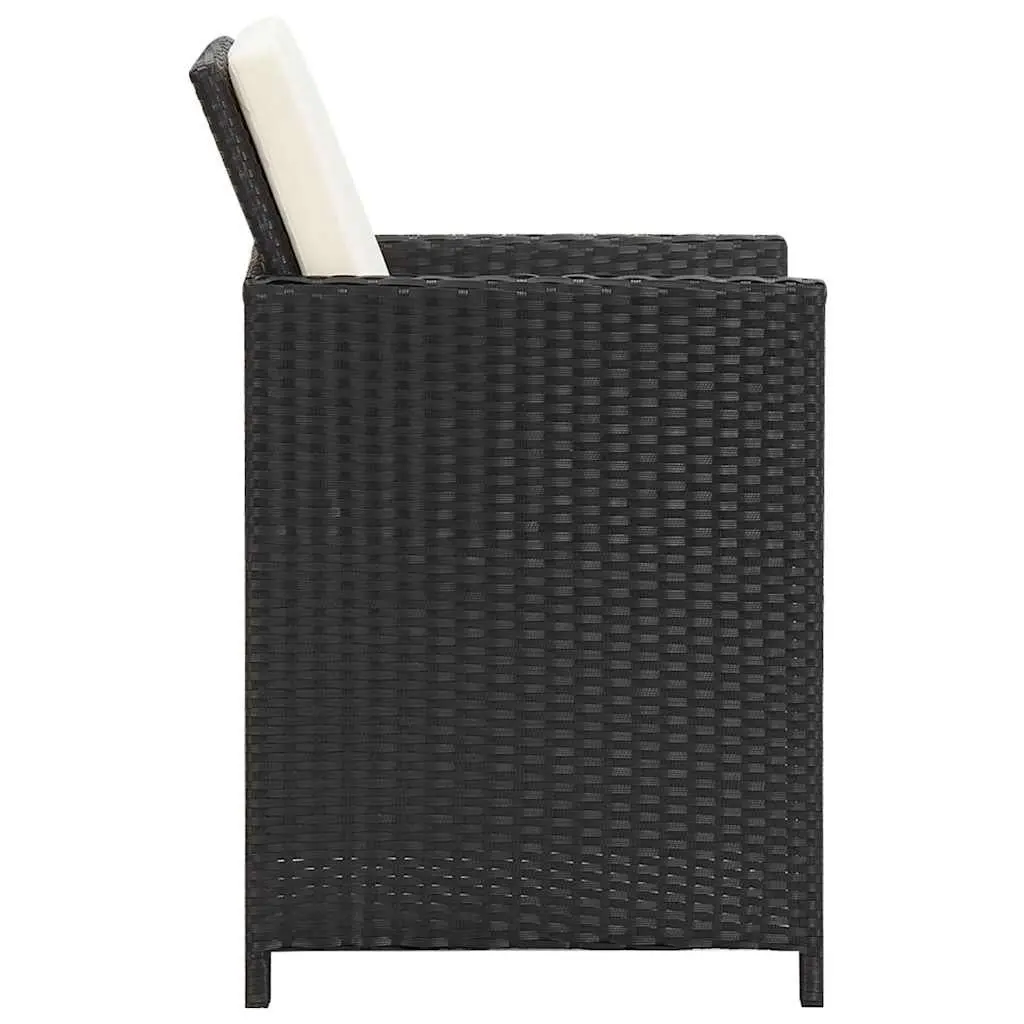 Outdoor Dining Chairs 2 Pcs Garden Patio Black Poly Rattan with Cushions