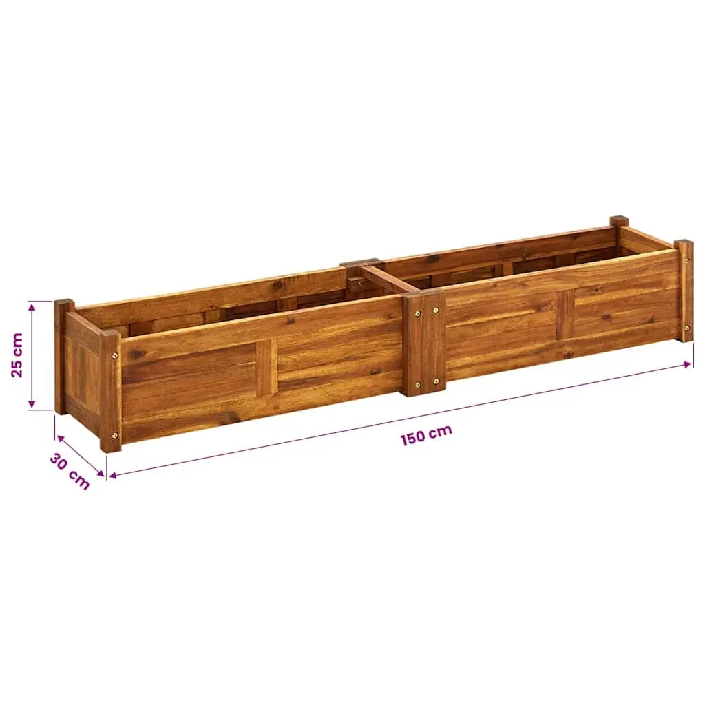 Wooden Garden Raised Bed Planter Box Outdoor Vegetable Flowers Herbs 150x30x25cm Brown