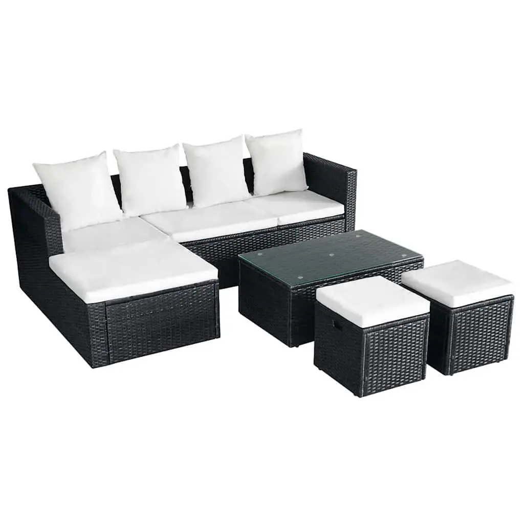 Garden Lounge Set Outdoor Furniture Corner Sofa Black