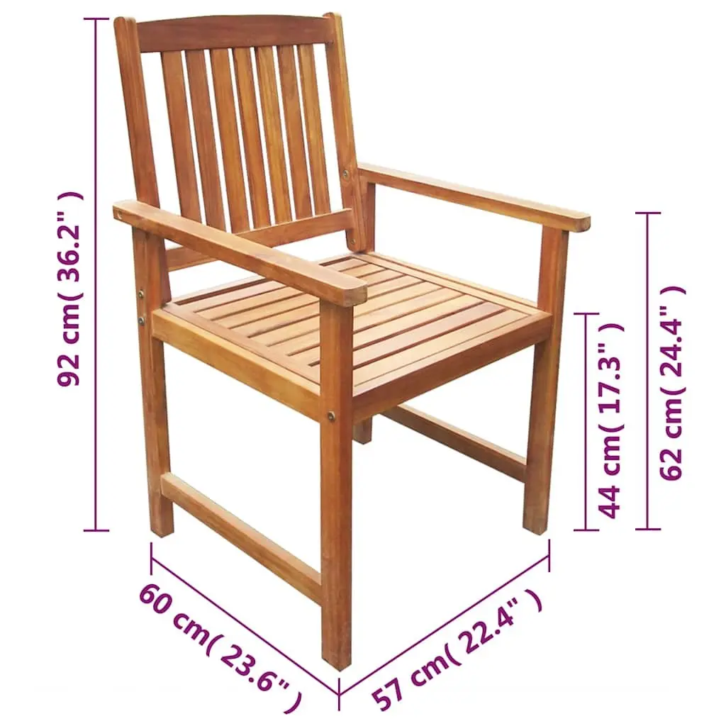Outdoor Chairs Garden Seating 2 Piece Solid Acacia Wood Brown