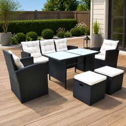 Reliable 6-Piece Rattan Dining Set for Outdoor Comfort