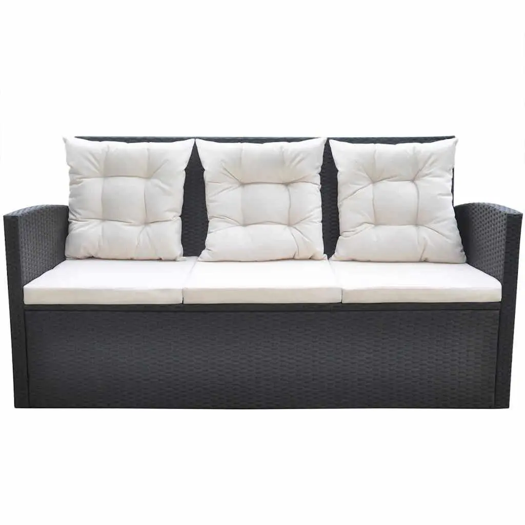 Outdoor Dining Set 6 Piece Rattan Garden Furniture Patio Table Sofa Chair Black