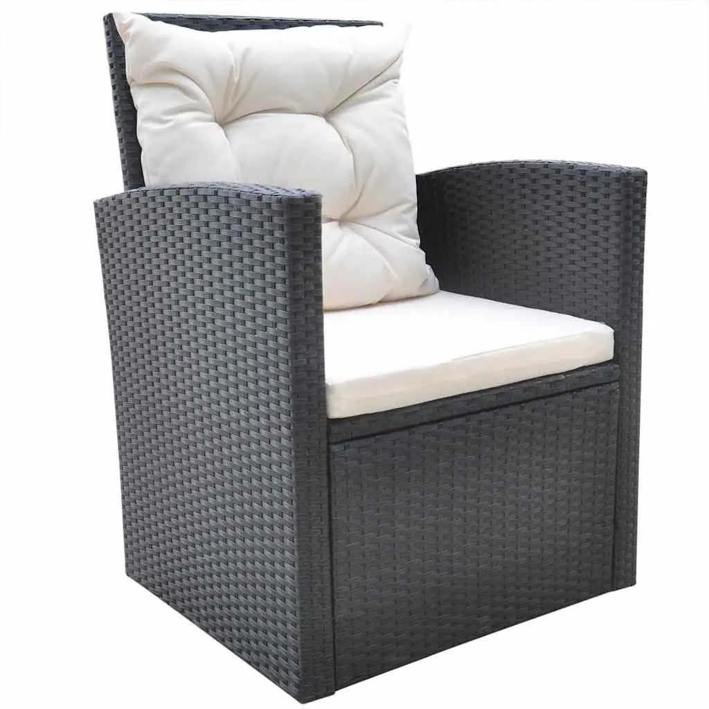 Outdoor Dining Set 6 Piece Rattan Garden Furniture Patio Table Sofa Chair Black