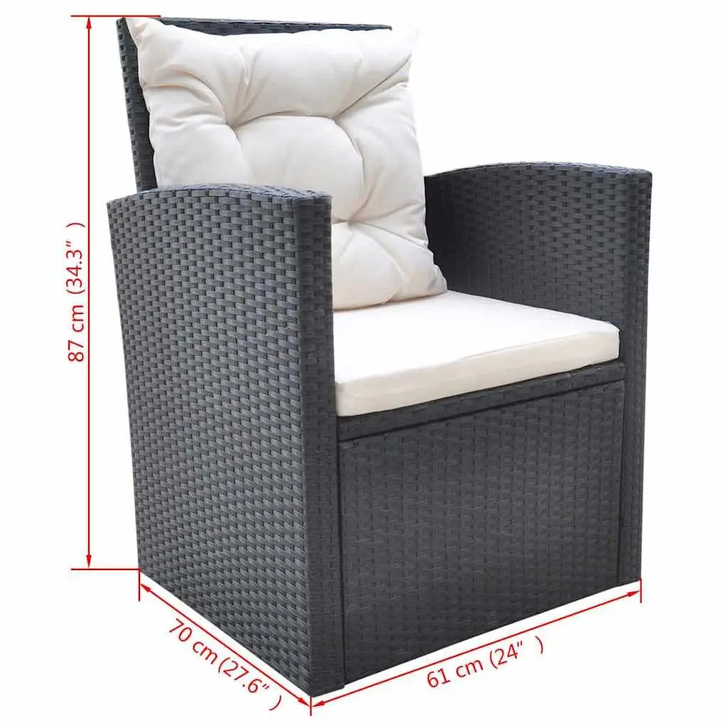 Outdoor Dining Set 6 Piece Rattan Garden Furniture Patio Table Sofa Chair Black