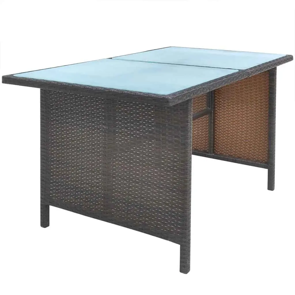 Outdoor Dining Set 6 Piece Rattan Furniture Garden Patio Brown