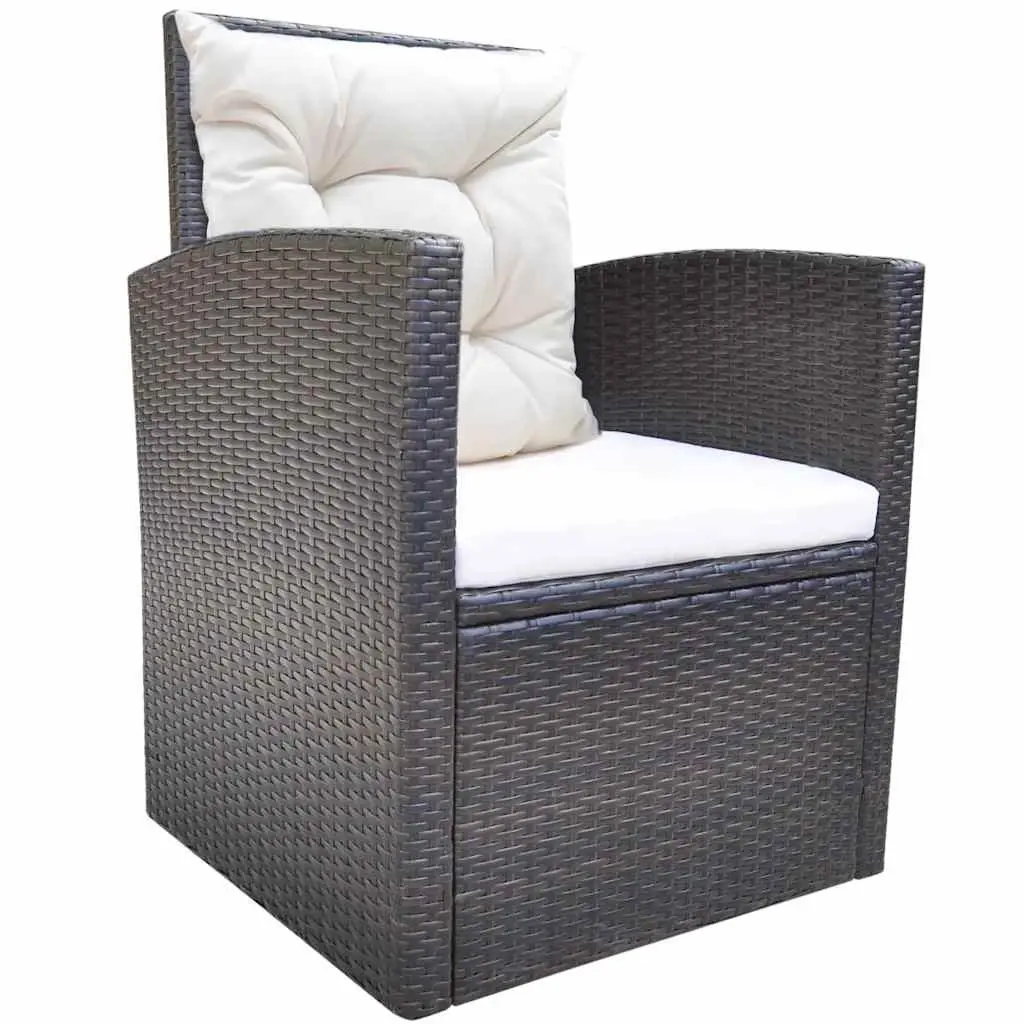 Outdoor Dining Set 6 Piece Rattan Furniture Garden Patio Brown