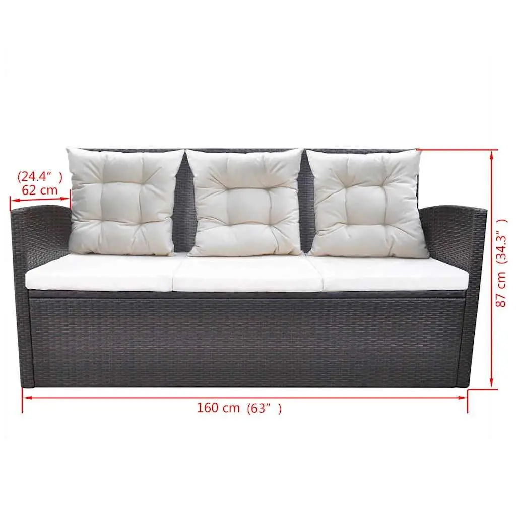 Outdoor Dining Set 6 Piece Rattan Furniture Garden Patio Brown