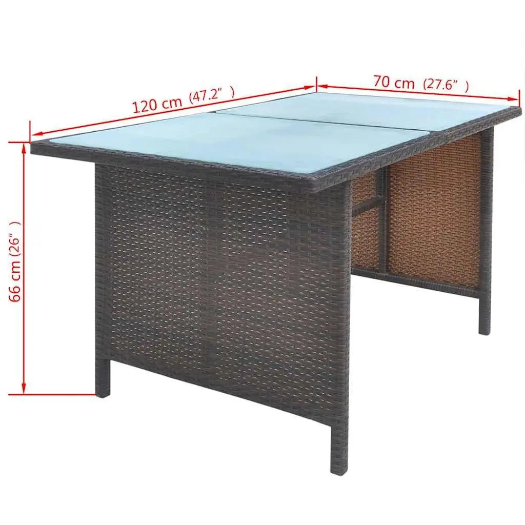 Outdoor Dining Set 6 Piece Rattan Furniture Garden Patio Brown