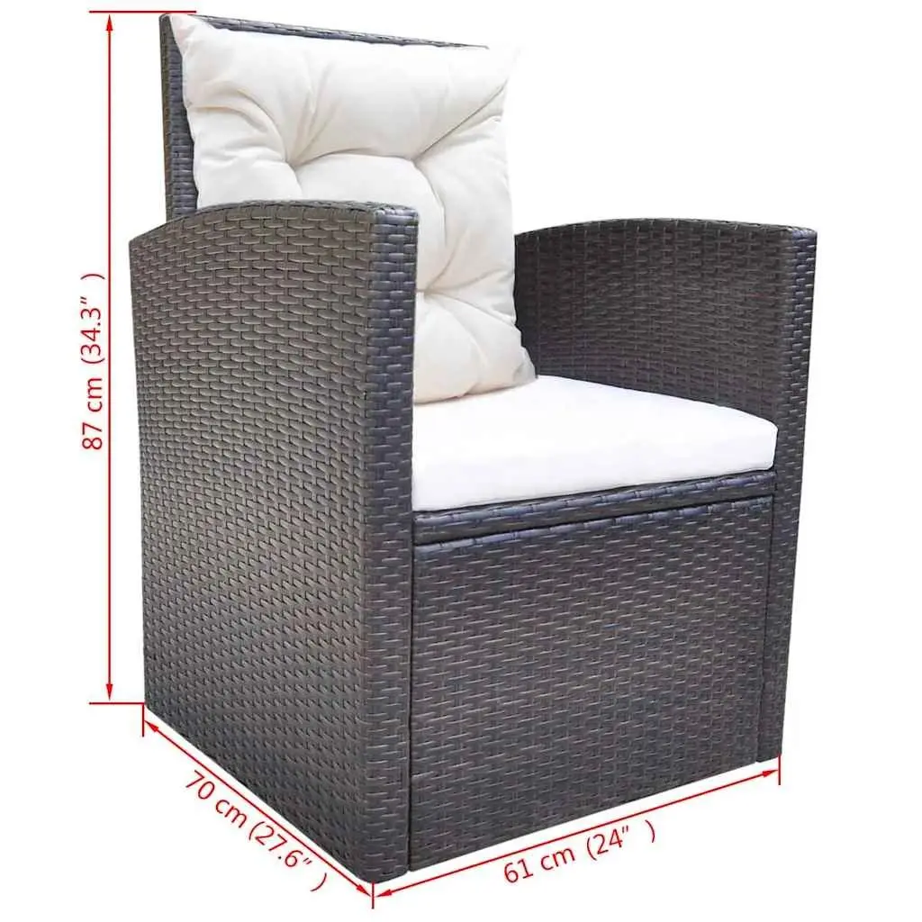 Outdoor Dining Set 6 Piece Rattan Furniture Garden Patio Brown
