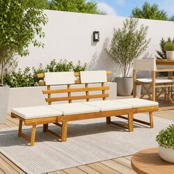 Comfortable Outdoor Sun Lounger and Garden Bench in Brown