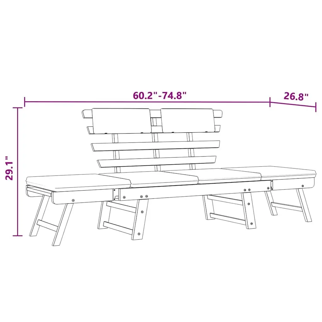 Outdoor Sun Lounger and Garden Bench in Brown