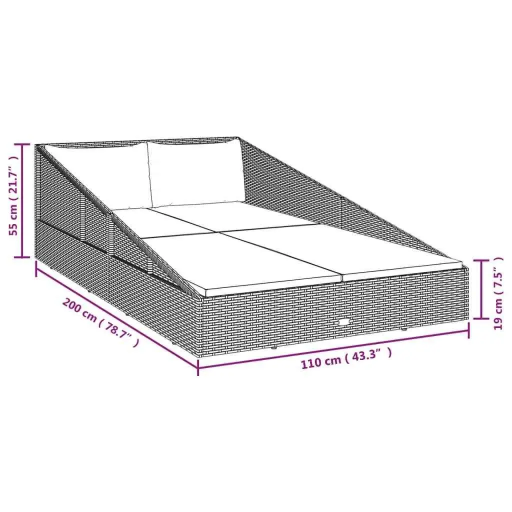 Outdoor Daybed 2-Person Sun Bed 110 x 200 cm Brown