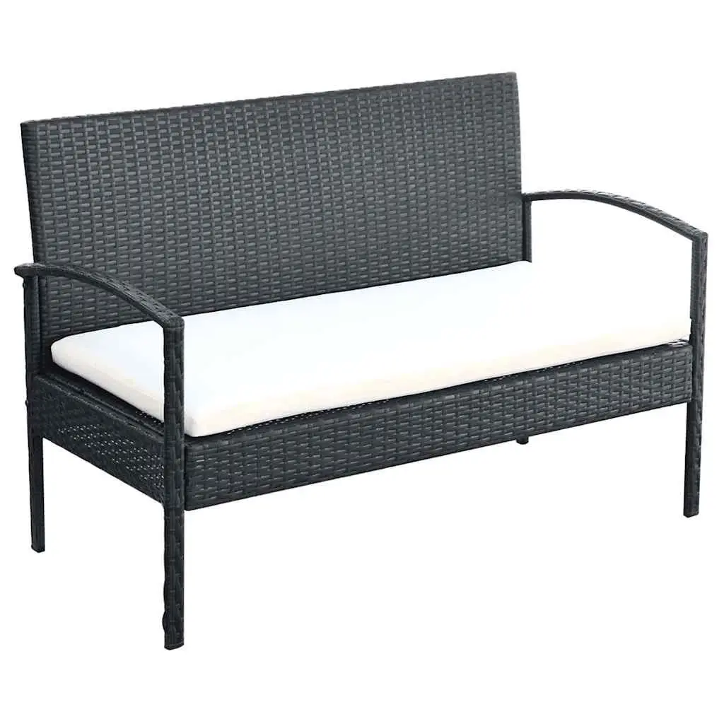 Garden Lounge Set Outdoor Sofa Chairs Coffee Table 4 Piece Black