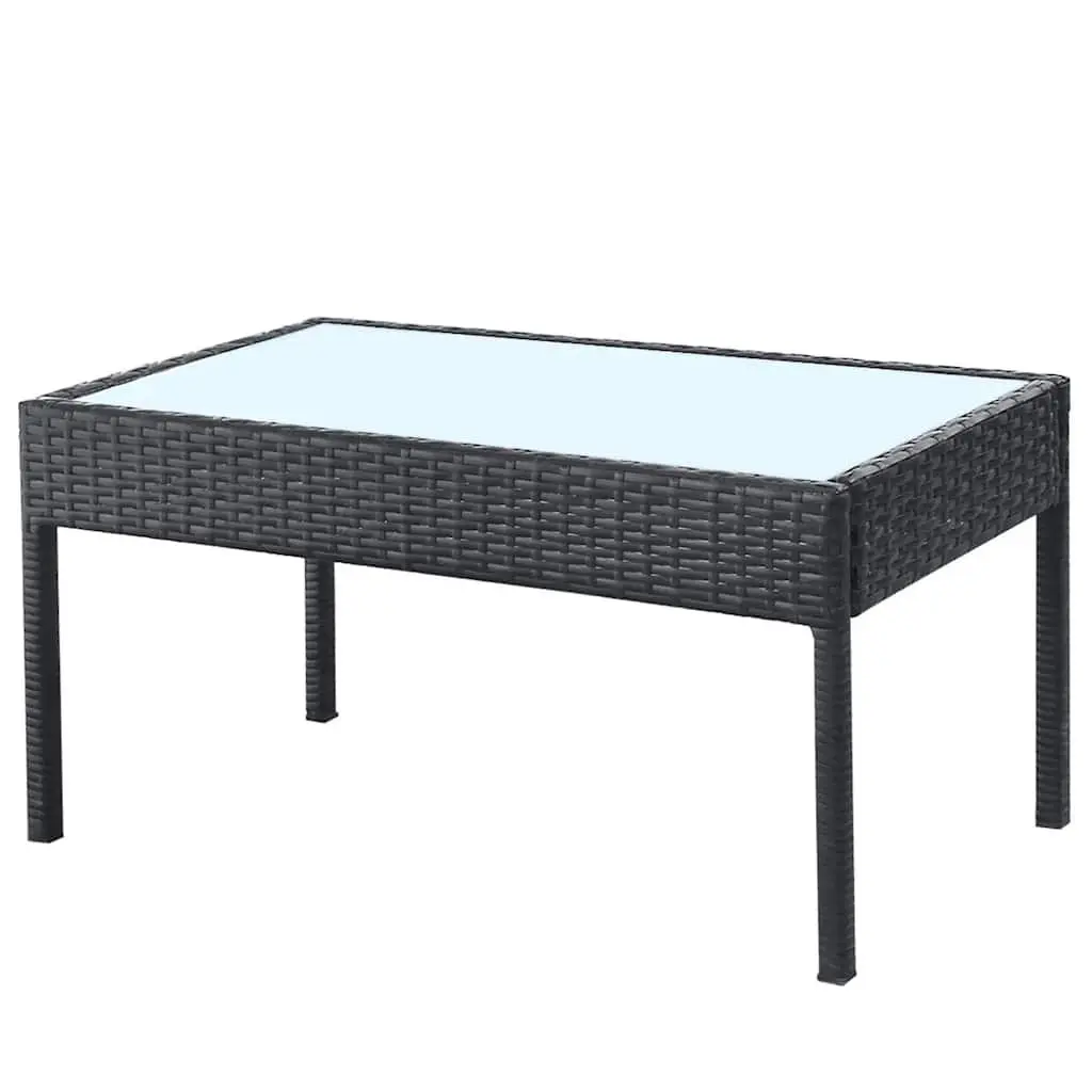 Garden Lounge Set Outdoor Sofa Chairs Coffee Table 4 Piece Black