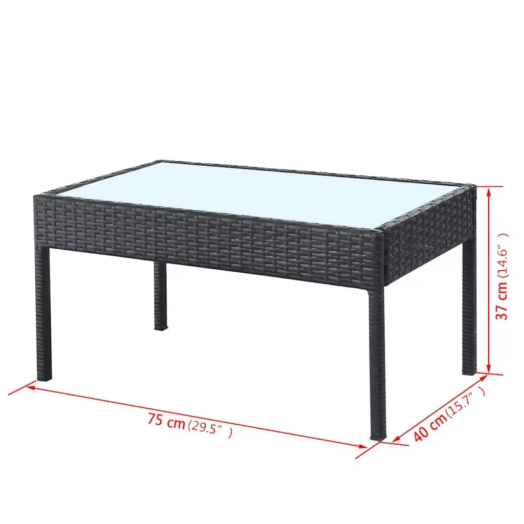 Garden Lounge Set Outdoor Sofa Chairs Coffee Table 4 Piece Black