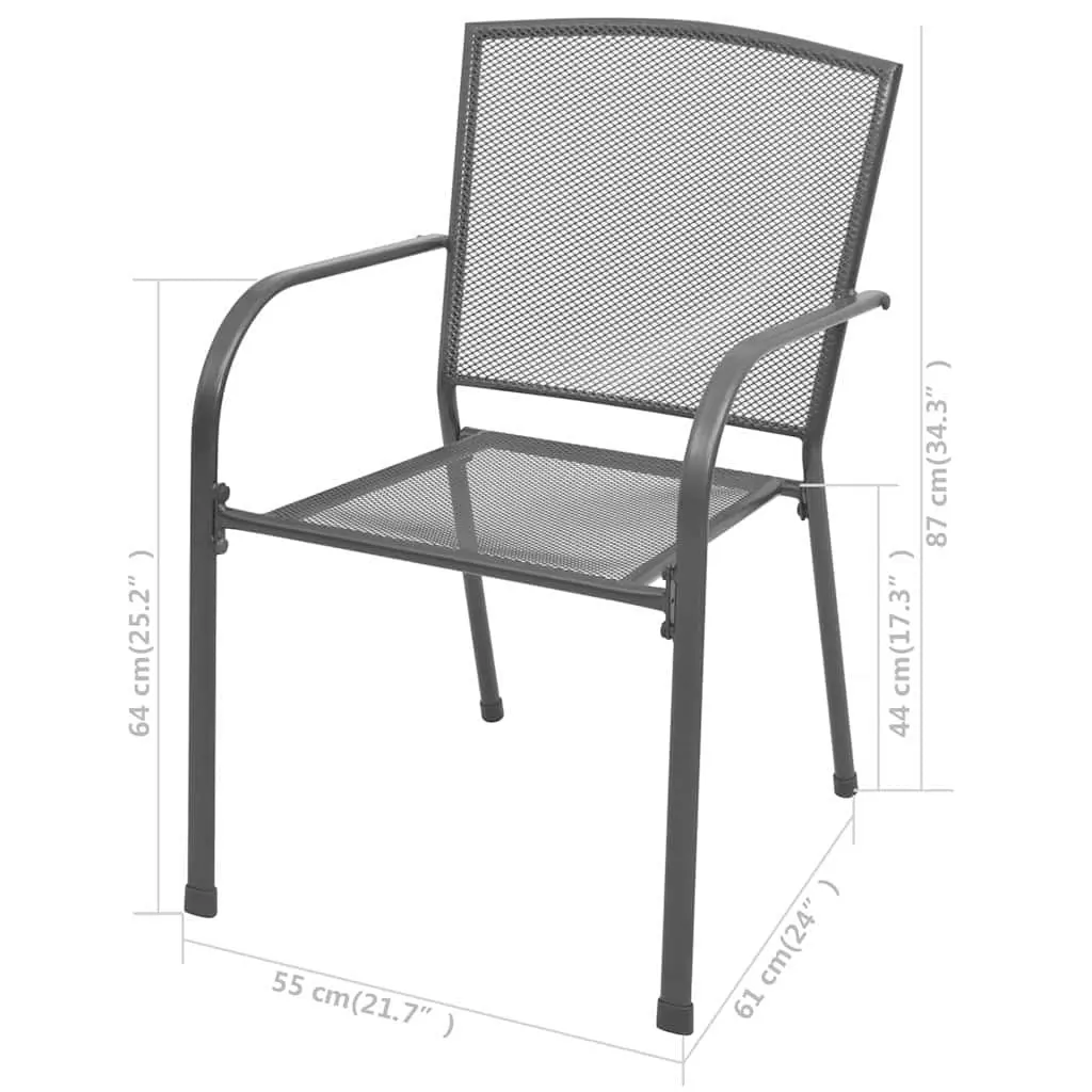 Stackable Garden Chairs 2 pcs Steel Mesh Design Outdoor Dining Seating