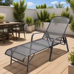 Comfortable Steel Mesh Sun Lounger with Adjustable Backrest